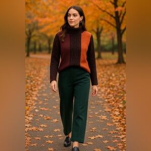 Spanner Womens Colorblock Sweater Sz S Boucle Wool Turtleneck Fall Autumn Colors